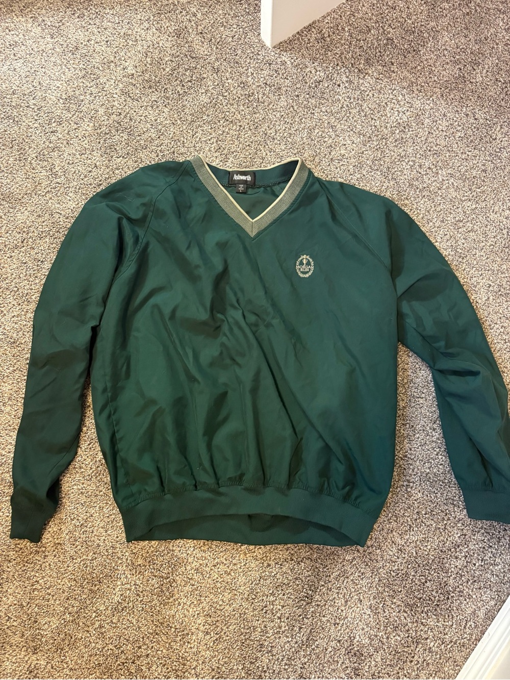 Jantzen Dark Green V-Neck Pullover with Crest